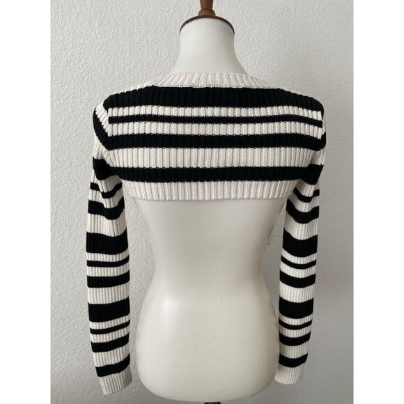 Anthropologie Maeve Crewneck Sweater Cropped Ribbed Knit Striped - Picture 4 of 5